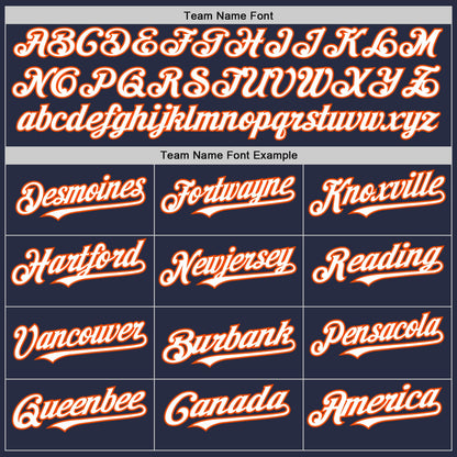 Custom Navy White-Orange Mesh Authentic Throwback Baseball Jersey - Sky-Custom