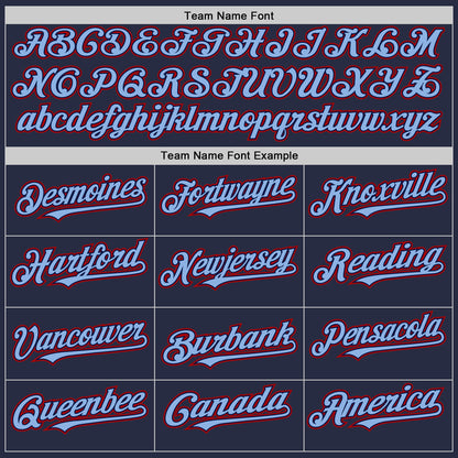 Custom Navy Light Blue-Red Mesh Authentic Throwback Baseball Jersey - Sky-Custom