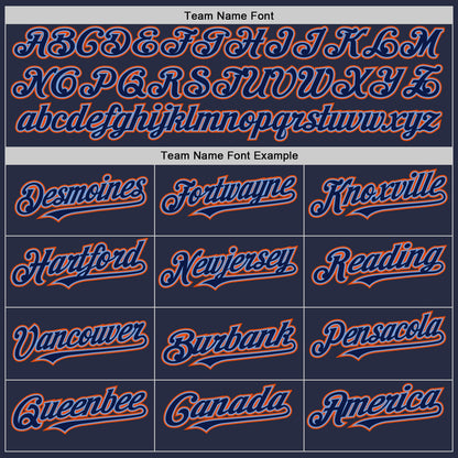 Custom Navy Powder Blue-Orange Mesh Authentic Throwback Baseball Jersey - Sky-Custom