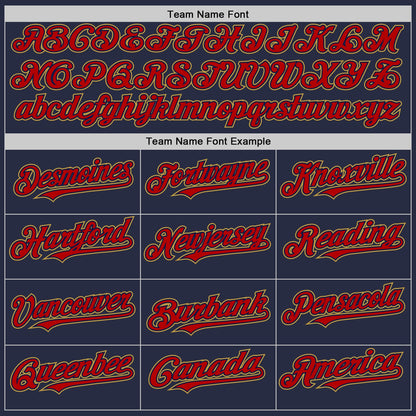 Custom Navy Red-Old Gold Mesh Authentic Throwback Baseball Jersey - Sky-Custom