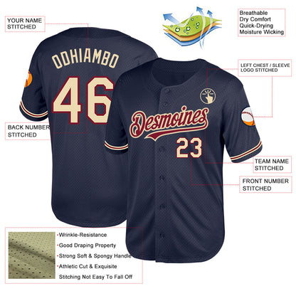 Custom Navy City Cream-Crimson Mesh Authentic Throwback Baseball Jersey - Sky-Custom