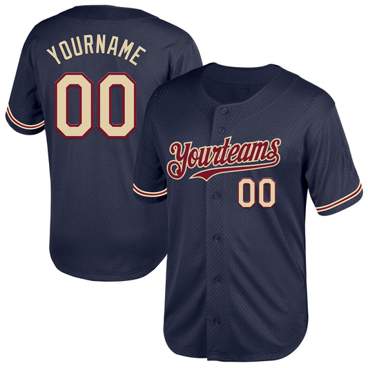 Custom Navy City Cream-Crimson Mesh Authentic Throwback Baseball Jersey - Sky-Custom