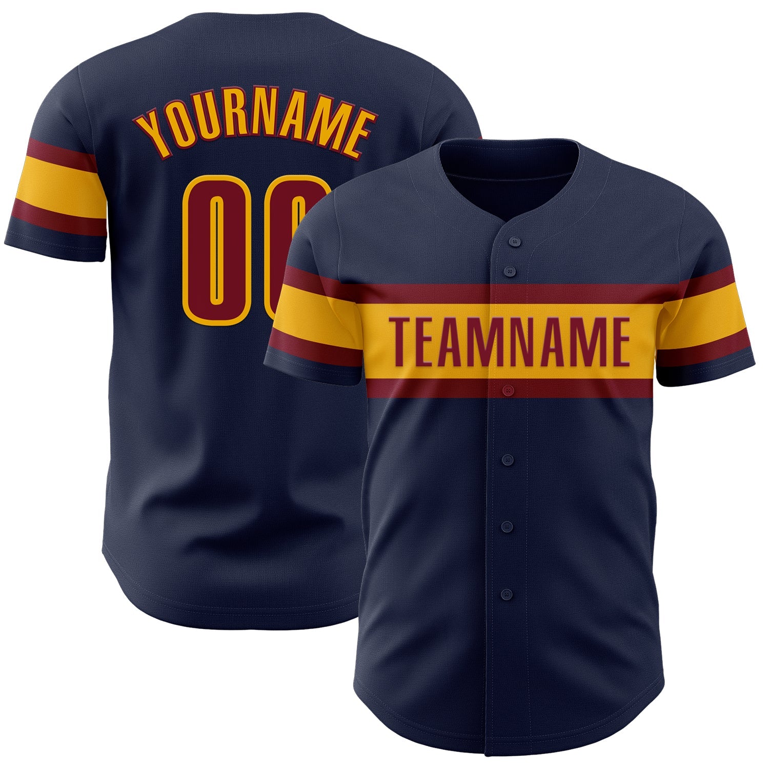 Custom Navy Crimson-Gold Authentic Baseball Jersey - Sky-Custom