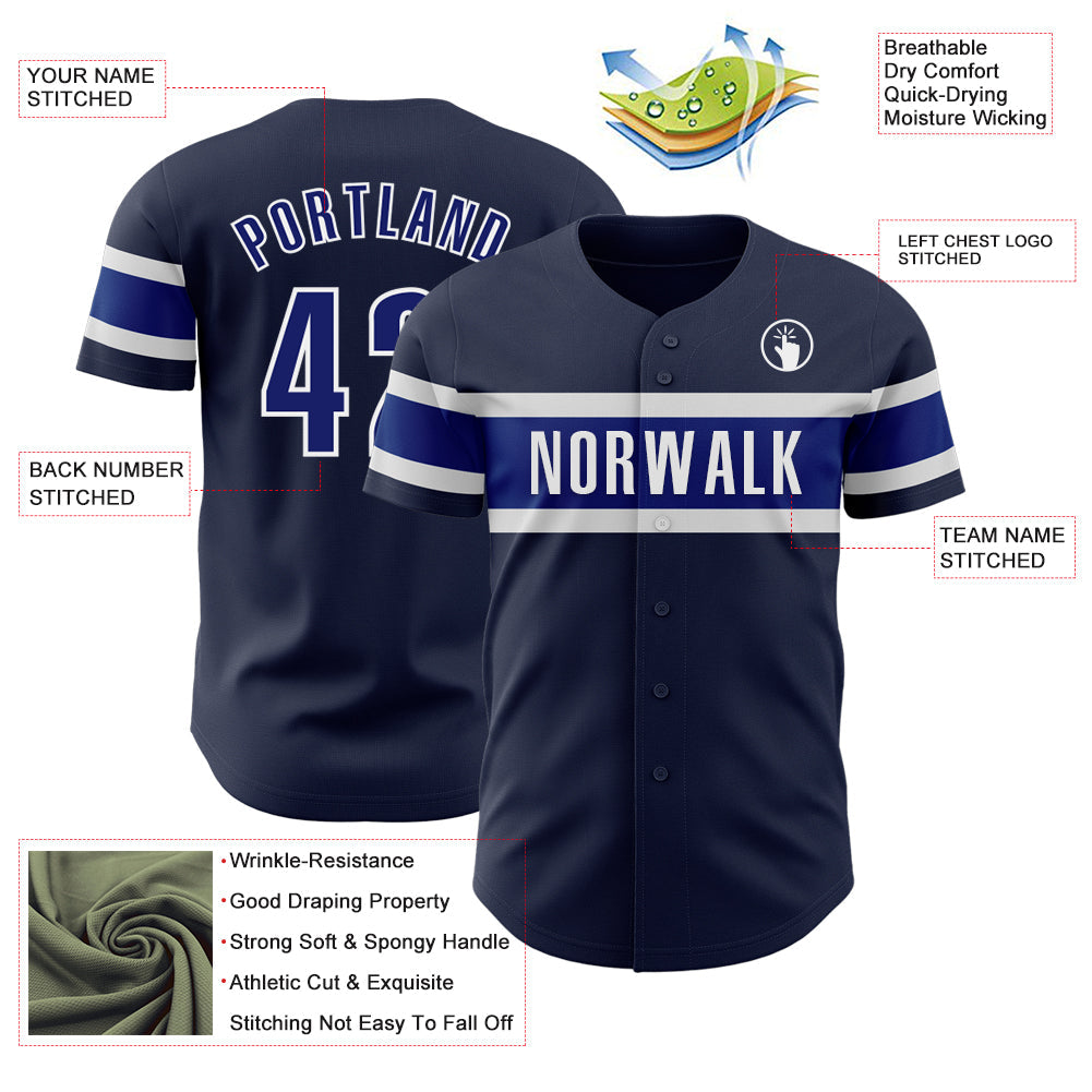 Custom Navy Royal-White Authentic Baseball Jersey - Sky-Custom