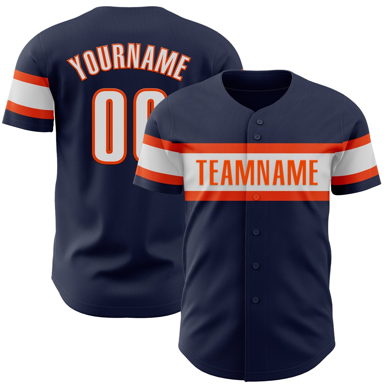 Custom Navy White-Orange Authentic Baseball Jersey - Sky-Custom
