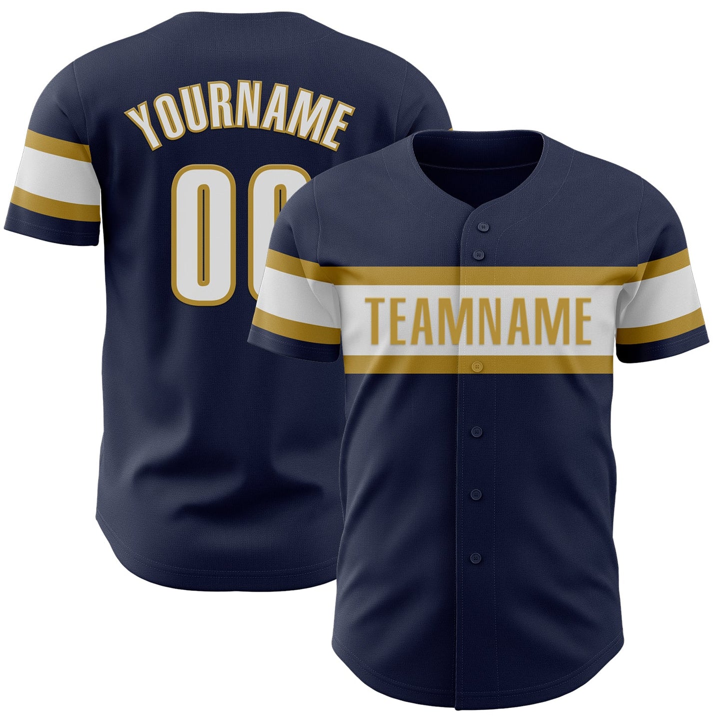 Custom Navy White-Old Gold Authentic Baseball Jersey - Sky-Custom