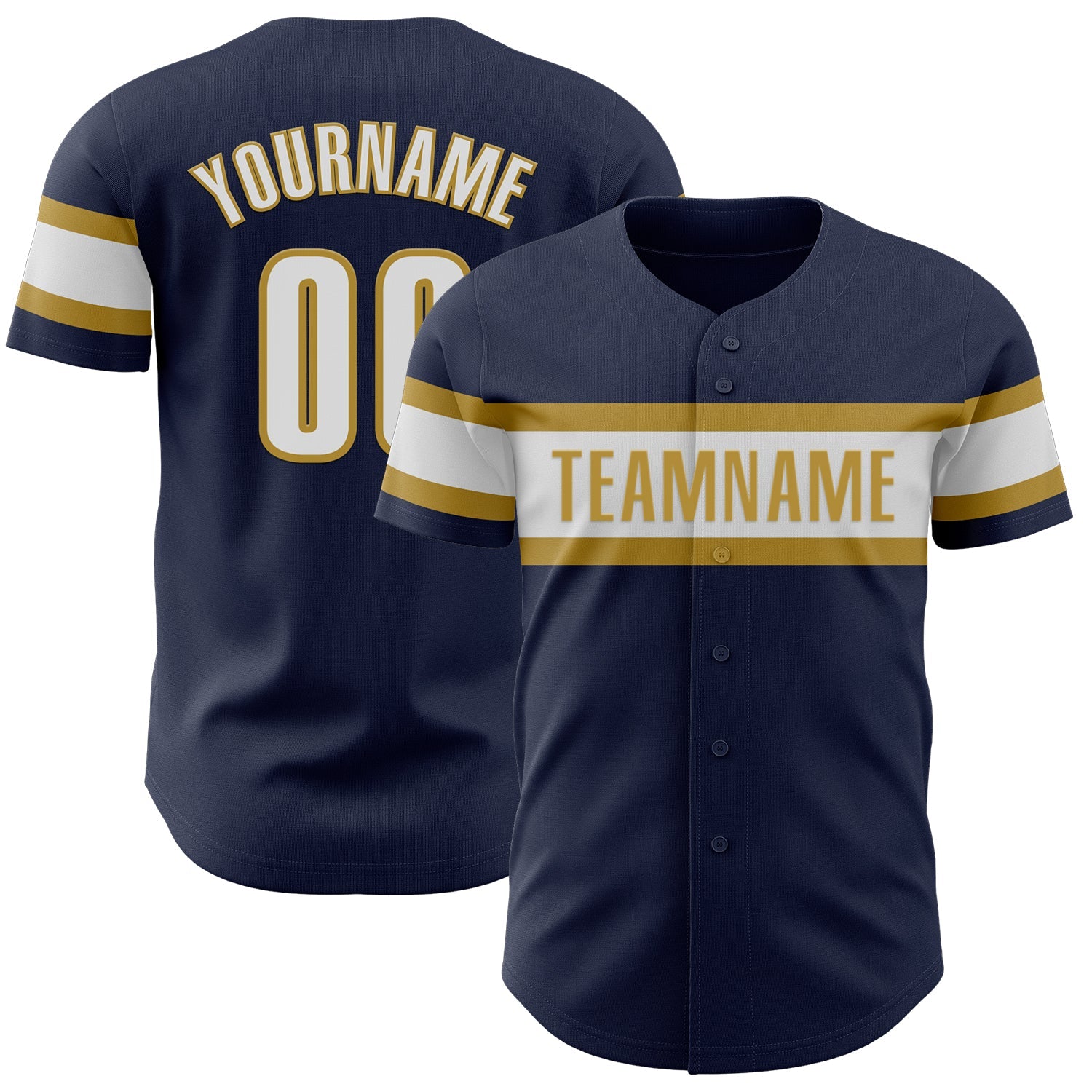 Custom Navy White-Old Gold Authentic Baseball Jersey - Sky-Custom