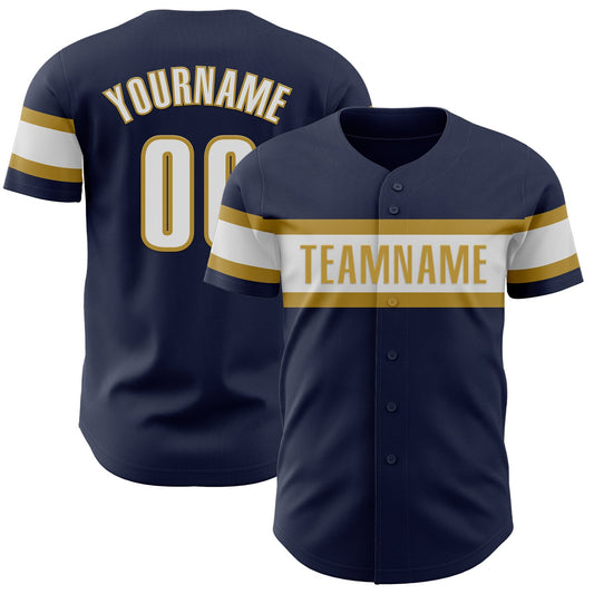 Custom Navy White-Old Gold Authentic Baseball Jersey - Sky-Custom