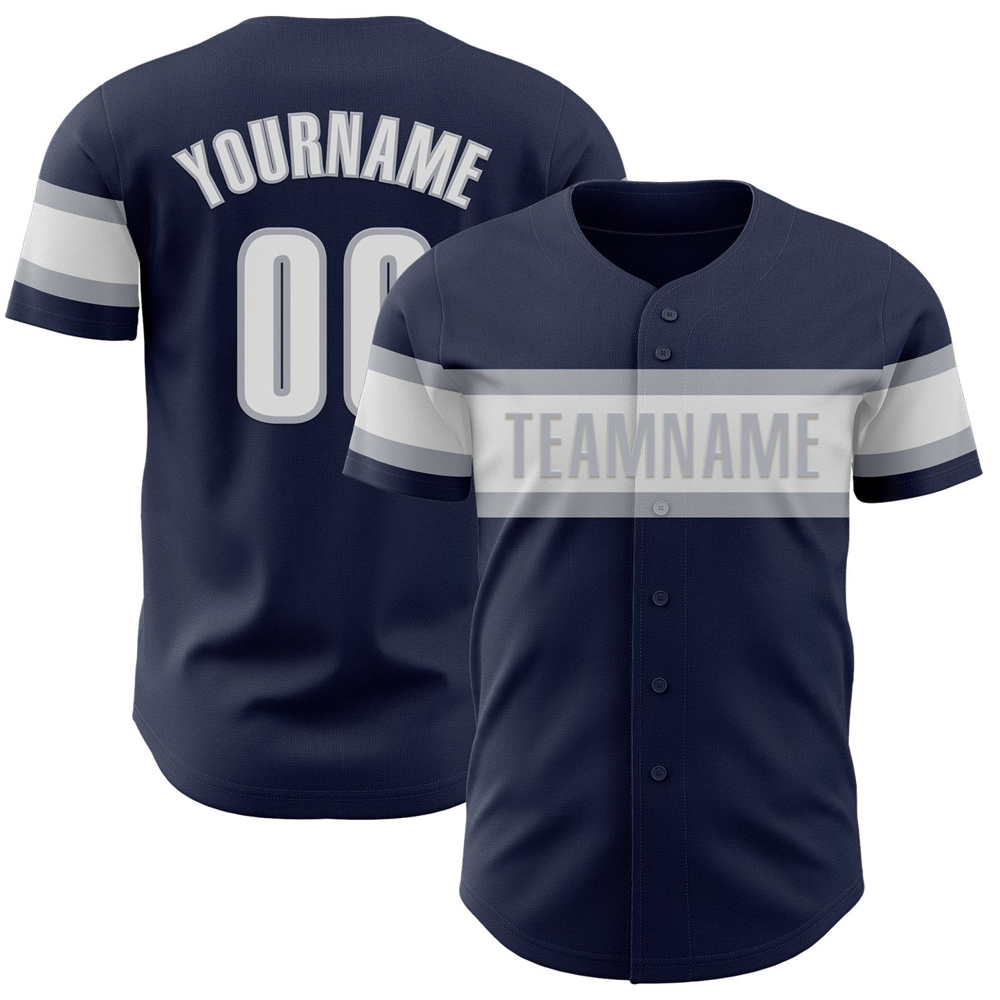 Custom Navy White-Gray Authentic Baseball Jersey - Sky-Custom