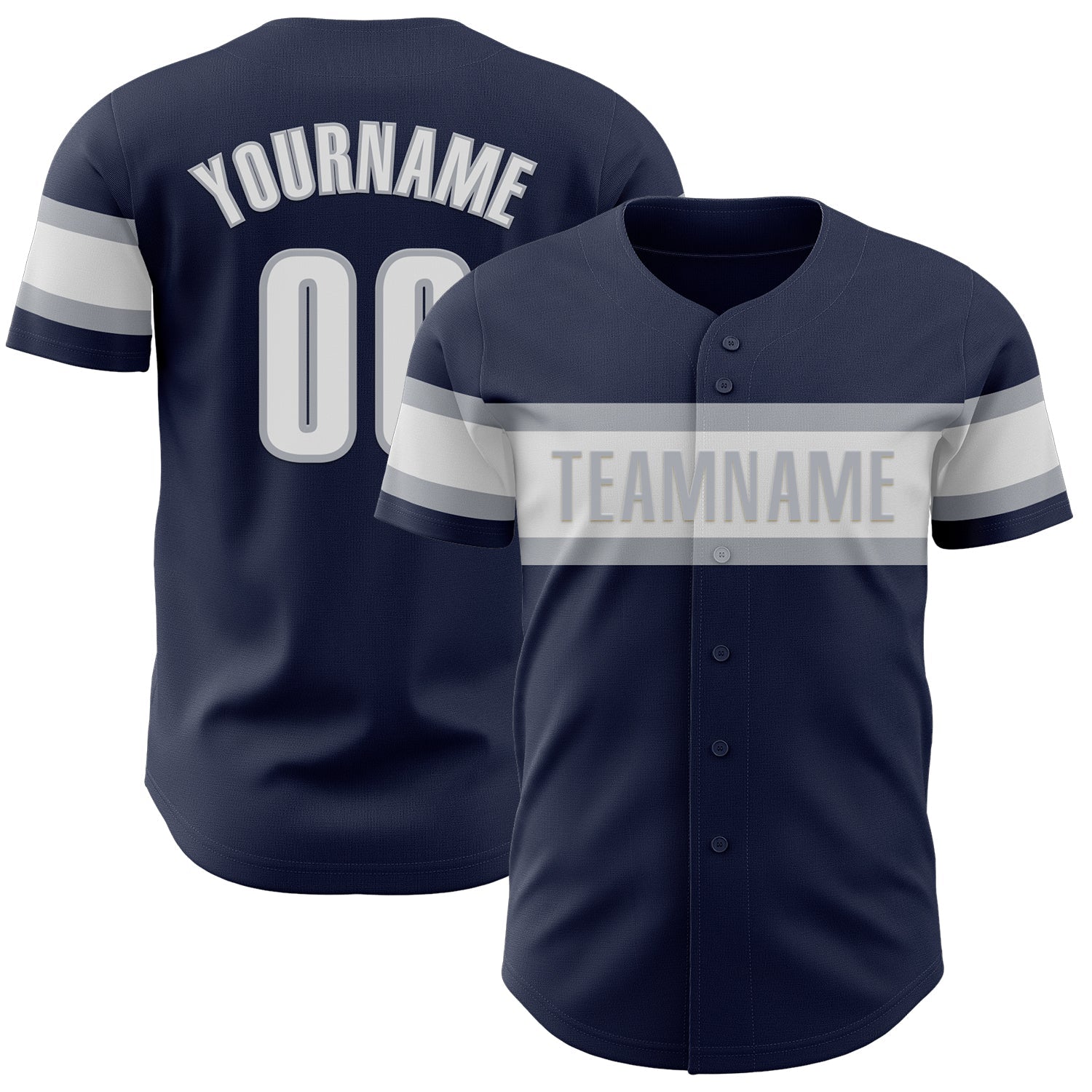 Custom Navy White-Gray Authentic Baseball Jersey - Sky-Custom