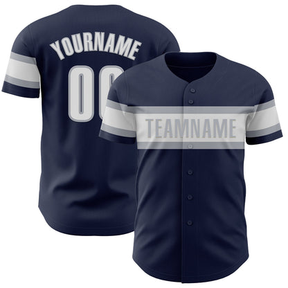 Custom Navy White-Gray Authentic Baseball Jersey - Sky-Custom