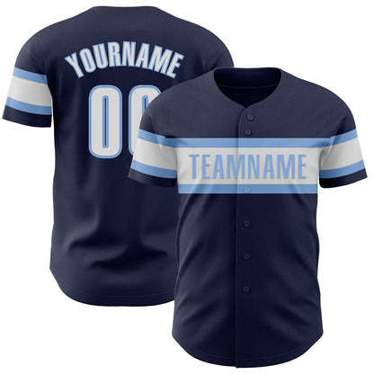 Custom Navy White-Light Blue Authentic Baseball Jersey - Sky-Custom