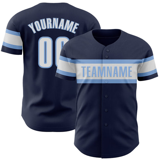 Custom Navy White-Light Blue Authentic Baseball Jersey - Sky-Custom