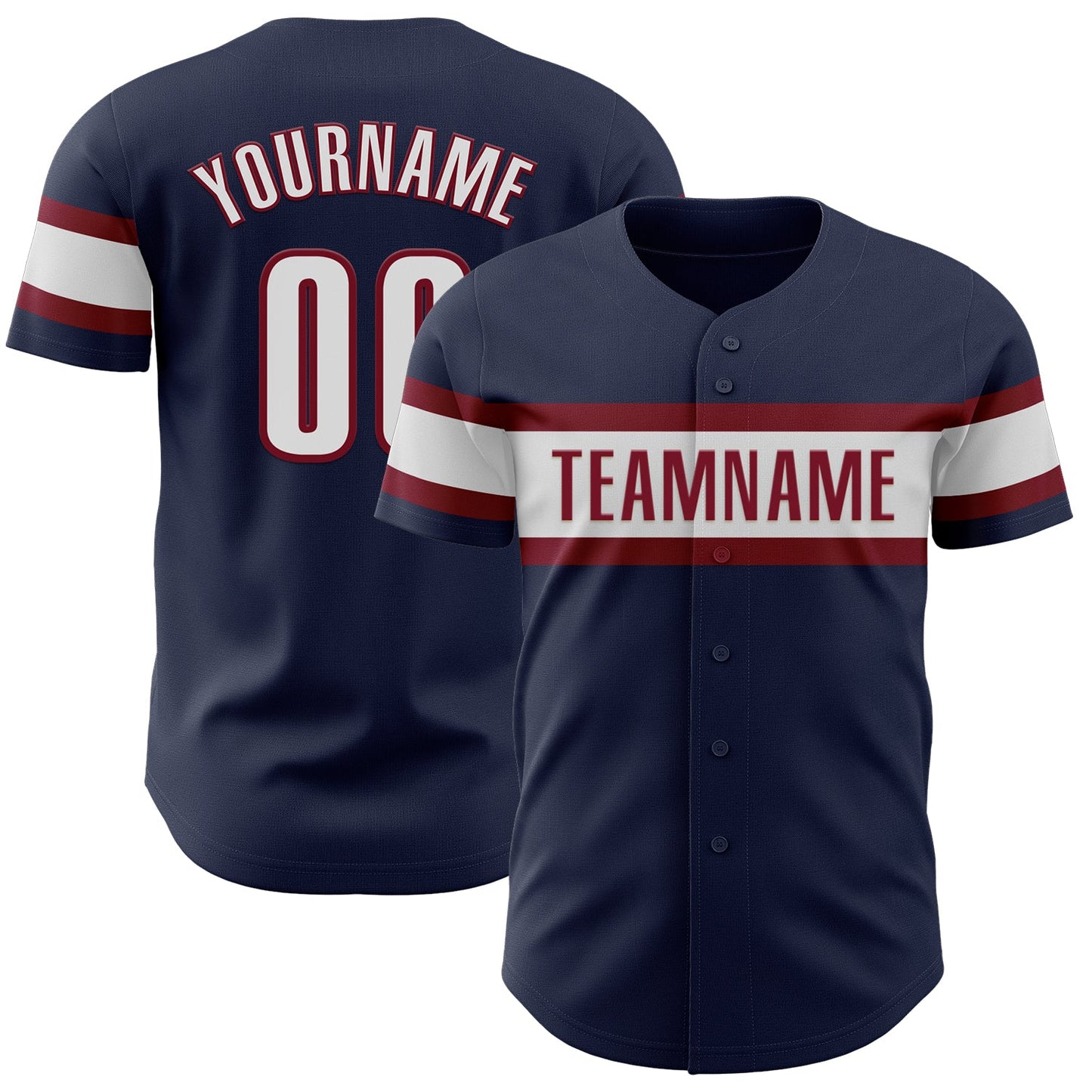 Custom Navy White-Crimson Authentic Baseball Jersey - Sky-Custom