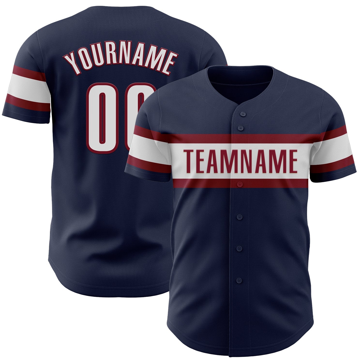 Custom Navy White-Crimson Authentic Baseball Jersey - Sky-Custom