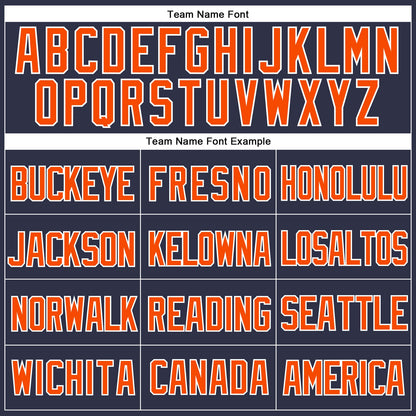 Custom Navy Orange-White Mesh Authentic Throwback Baseball Jersey - Sky-Custom