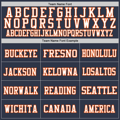 Custom Navy Orange-White Mesh Authentic Throwback Football Jersey - Sky-Custom