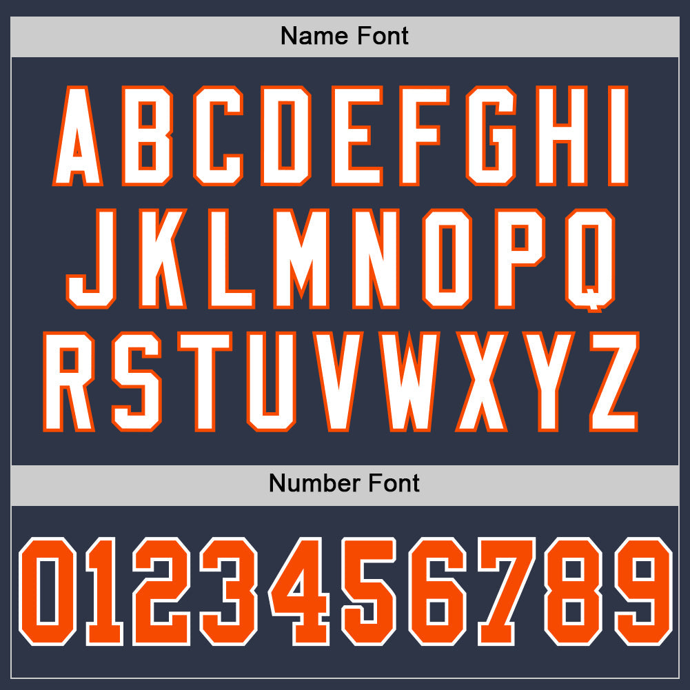 Custom Navy Orange-White Mesh Authentic Throwback Football Jersey - Sky-Custom