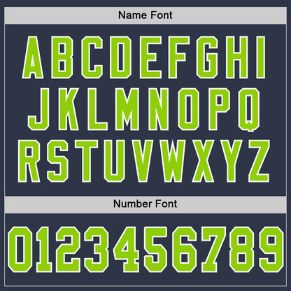 Custom Navy Neon Green-White Mesh Authentic Throwback Football Jersey - Sky-Custom