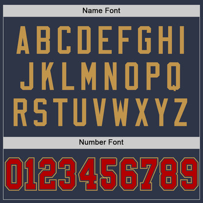 Custom Navy Red-Old Gold Mesh Authentic Throwback Football Jersey - Sky-Custom