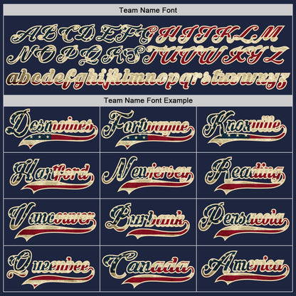 Custom Navy Vintage USA Flag Cream-Crimson Hockey Lace Neck Jersey - Sky-Custom