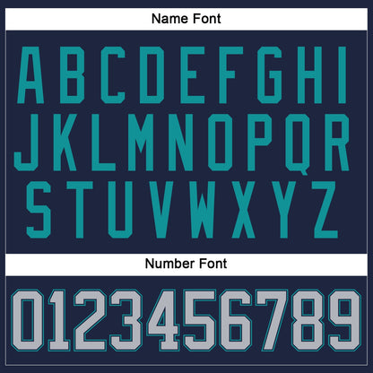 Custom Navy Gray-Teal Hockey Lace Neck Jersey - Sky-Custom