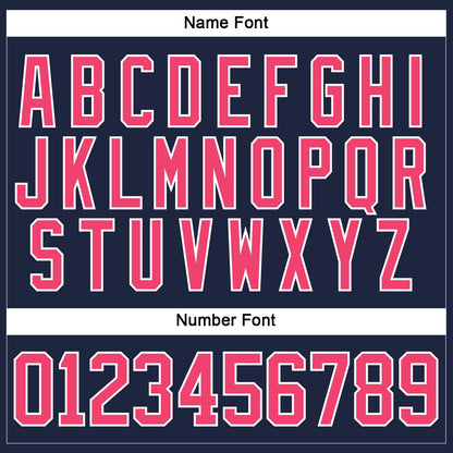 Custom Navy Neon Pink-White Hockey Lace Neck Jersey - Sky-Custom