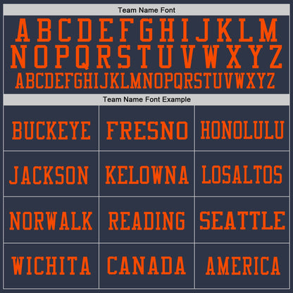 Custom Navy Orange Mesh Authentic Throwback Football Jersey - Sky-Custom