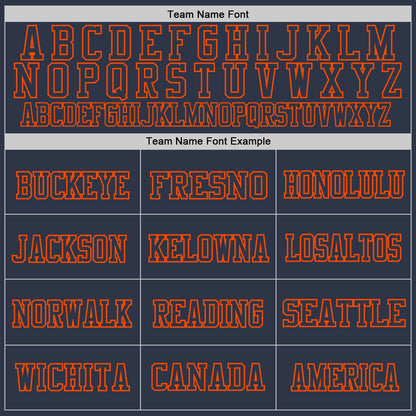 Custom Navy Orange Mesh Authentic Throwback Football Jersey - Sky-Custom