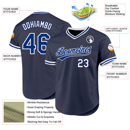 Custom Navy Royal-White Authentic Throwback Baseball Jersey - Sky-Custom