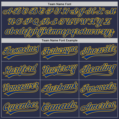 Custom Navy Royal-Gold Authentic Throwback Baseball Jersey - Sky-Custom