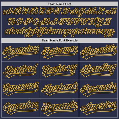 Custom Navy Gold Authentic Throwback Baseball Jersey - Sky-Custom