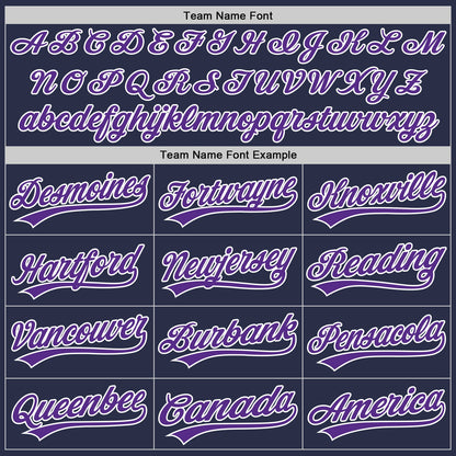 Custom Navy Purple-White Authentic Throwback Baseball Jersey - Sky-Custom