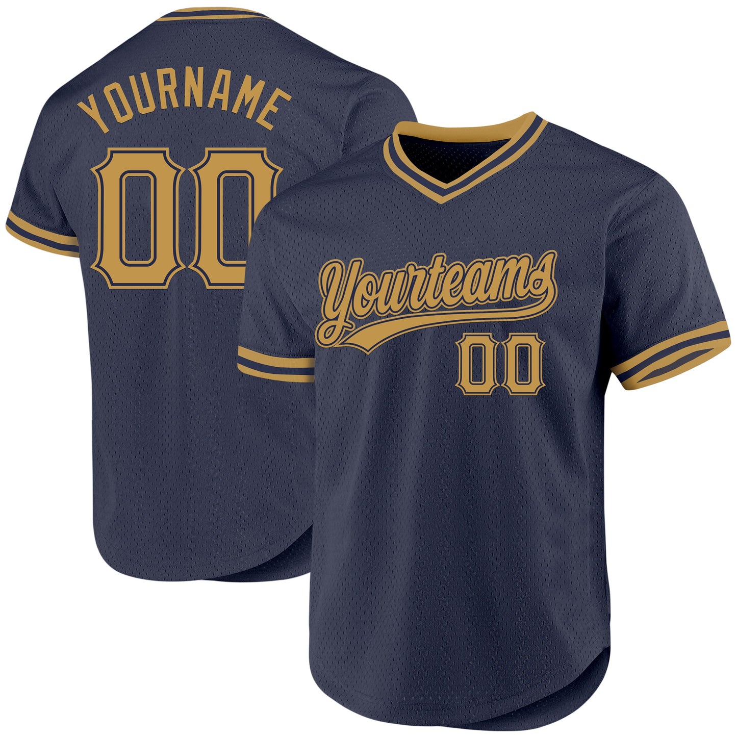 Custom Navy Old Gold Authentic Throwback Baseball Jersey - Sky-Custom