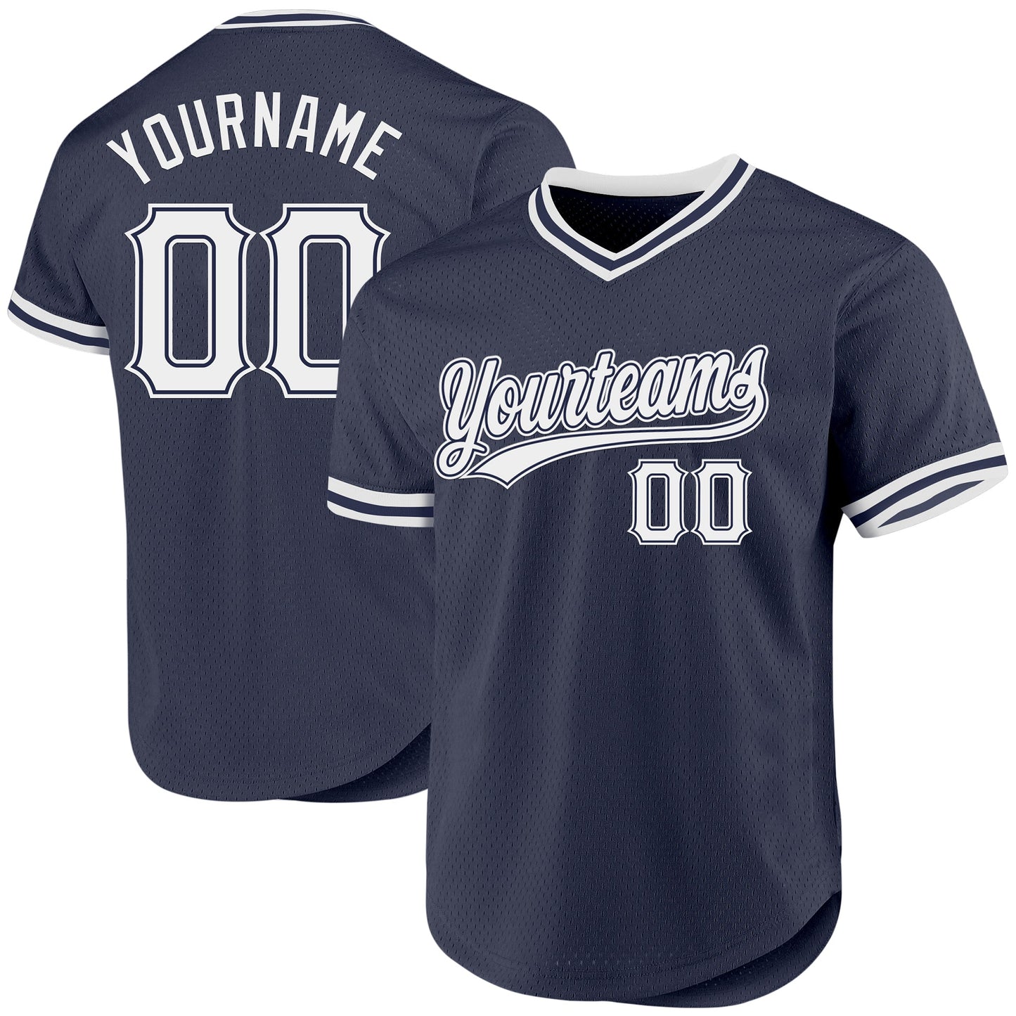 Custom Navy White Authentic Throwback Baseball Jersey - Sky-Custom