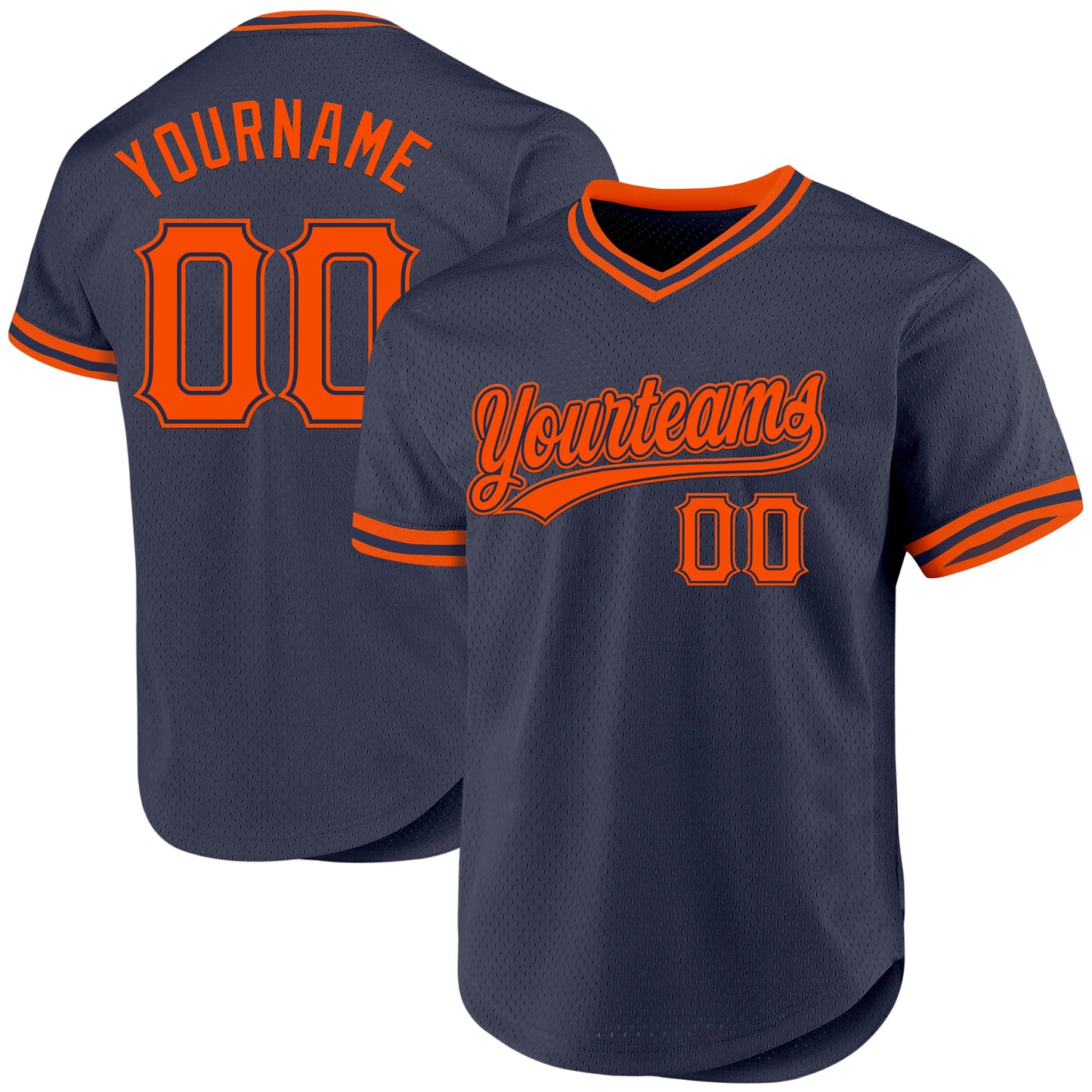 Custom Navy Orange Authentic Throwback Baseball Jersey - Sky-Custom