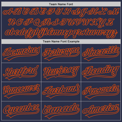 Custom Navy Orange Authentic Throwback Baseball Jersey - Sky-Custom