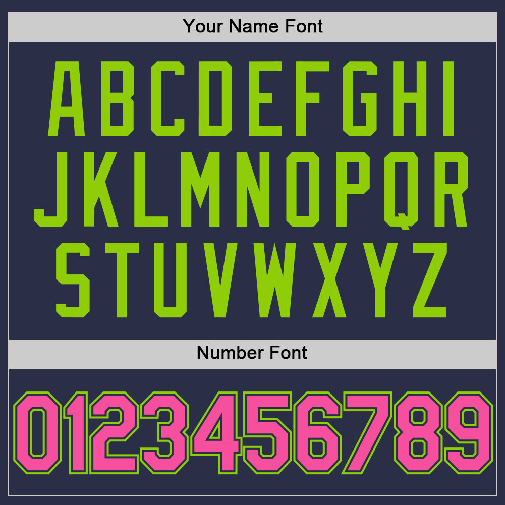 Custom Navy Pink-Neon Green Authentic Throwback Baseball Jersey - Sky-Custom