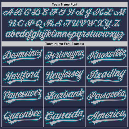 Custom Navy Gray-Teal Authentic Throwback Baseball Jersey - Sky-Custom