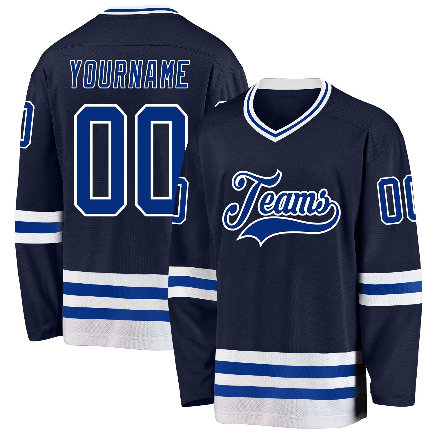 Custom Navy Royal-White Hockey Jersey - Sky-Custom
