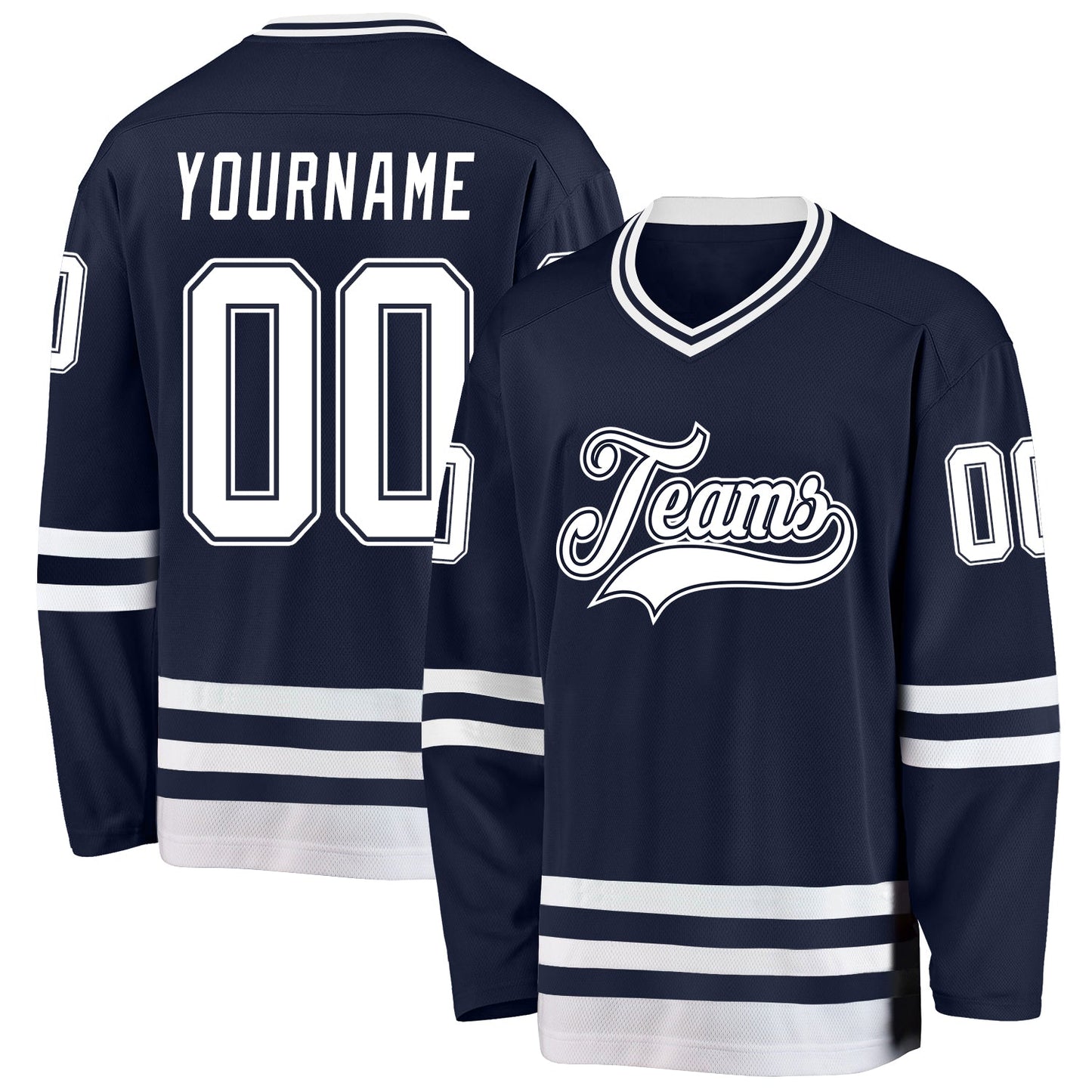 Custom Navy White Hockey Jersey - Sky-Custom