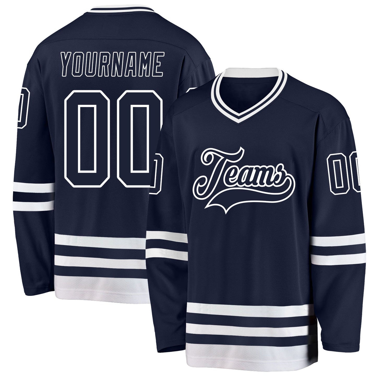 Custom Navy White Hockey Jersey - Sky-Custom