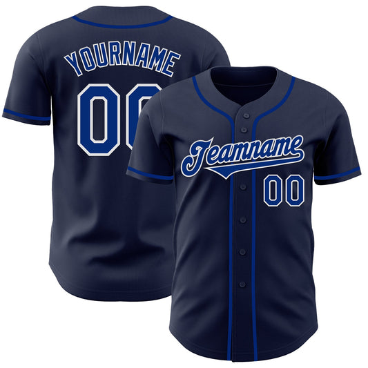 Custom Navy Royal-White Authentic Baseball Jersey - Sky-Custom