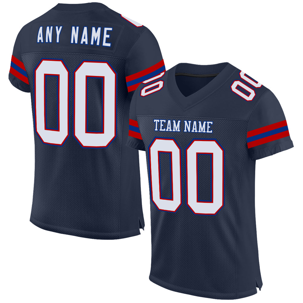 Custom Navy Red-Royal Mesh Authentic Football Jersey - Sky-Custom