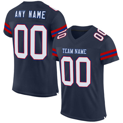 Custom Navy Red-Royal Mesh Authentic Football Jersey - Sky-Custom