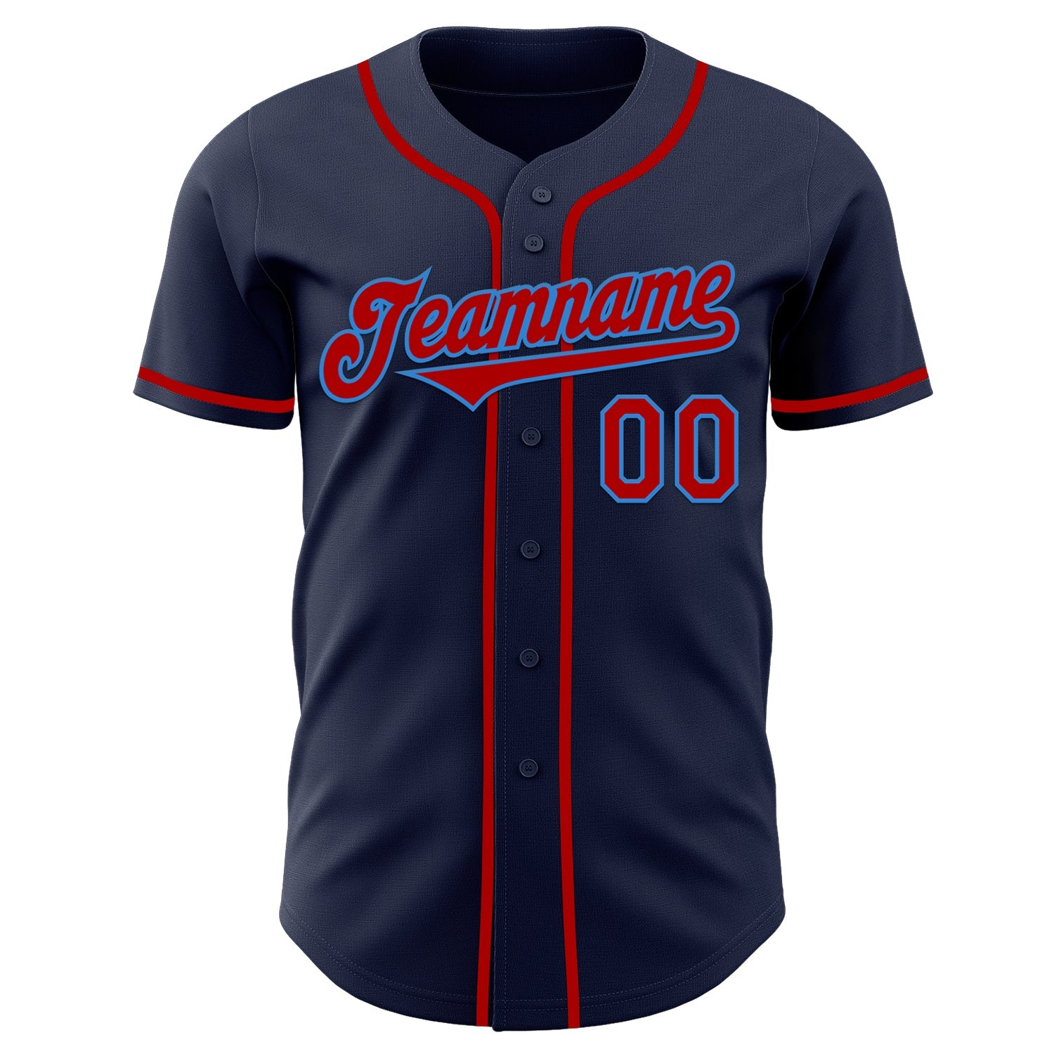 Custom Navy Red-Powder Blue Authentic Baseball Jersey - Sky-Custom