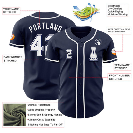Custom Navy White Authentic Baseball Jersey - Sky-Custom