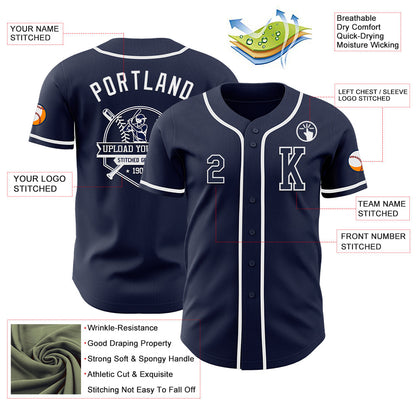 Custom Navy White Authentic Baseball Jersey - Sky-Custom