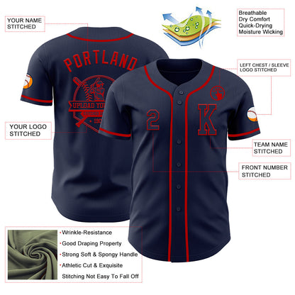 Custom Navy Red Authentic Baseball Jersey - Sky-Custom
