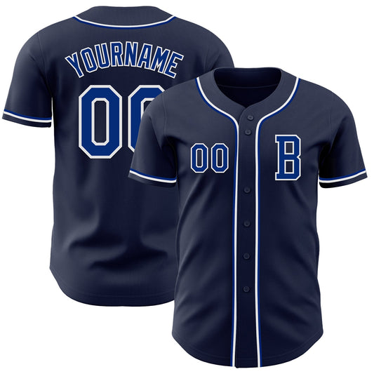 Custom Navy Royal-White Authentic Baseball Jersey - Sky-Custom